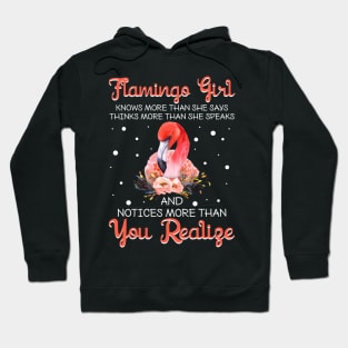 Flamingo Girl Knows More Than She Says Funny Hoodie